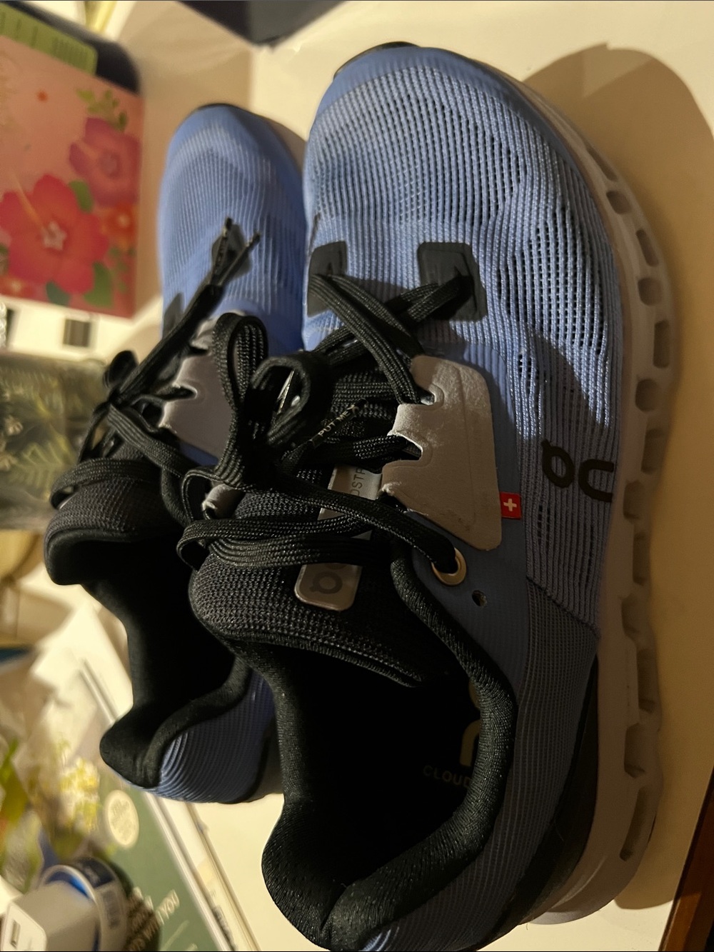 On Running Women Blue and Black CloudStratus Sneakers